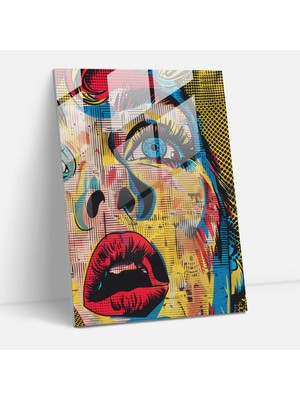 Popcas Çizgi Roman Tarzında Andy Warhol Temalı Cam Tablo