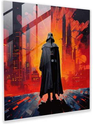 Popcas Darth Vader Temalı Şehir Manzarası Cam Tablo