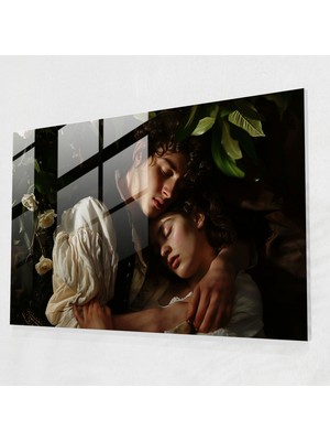 Popcas Aşk ve Kayıp Temalı Temperli Cam Tablo - Caravaggio Tarzı Ev Dekorasyonu