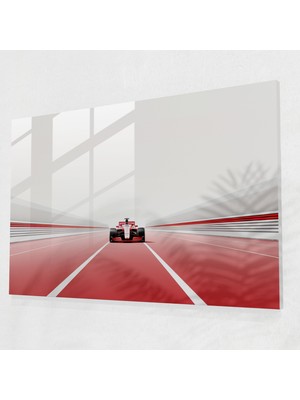 Popcas Formula 1 Temalı Minimalist Cam Duvar Tablosu - Çizgi Sanat Tasarımı, Üst Düzey Kalite