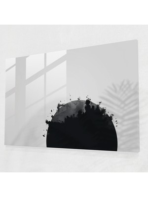 Popcas Minimalist Dünya Silueti Temperli Cam Tablo - Modern Tasarım ile Estetik Görsellik