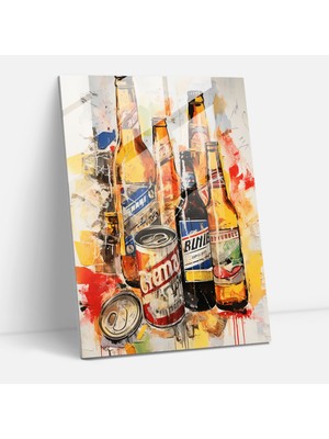 Popcas Bira Temalı Dekoratif Cam Tablo