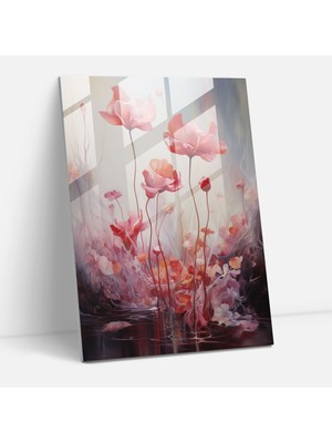 Popcas Kanayan Çiçekler Temalı Modern Sanat Temperli Cam Tablo