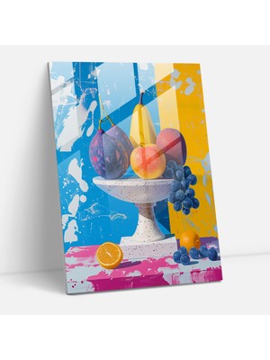 Popcas Pop Art Tarzı Çiçekler Dekoratif Cam Tablo
