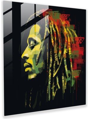 Popcas Graffiti Tarzı Bob Marley Temperli Cam Tablo