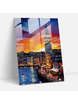 Popcas Modern Galata Kulesi Manzaralı Cam Tablo