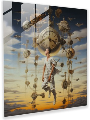 Popcas Surrealist Temalı Hermes Figürü ile Dekoratif Cam Tablo