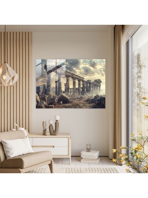 Popcas Antik Kalıntılar Temalı Dekoratif Cam Tablo