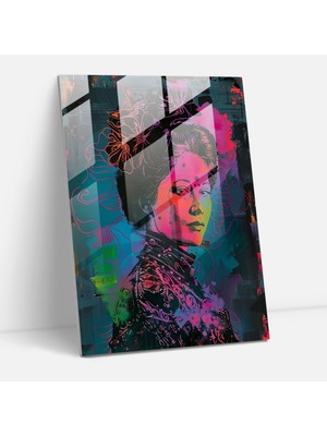 Popcas Klasik ve Pop Art Temalı Neon Grafiti Cam Tablo