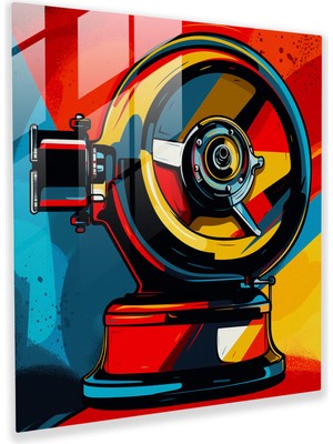 Popcas Pop Art Tasarımı ve Cesur Çizgilerle Kahve Değirmeni Cam Tablo