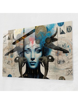 Popcas Burç Temalı Modern Sanat Cam Tablosu