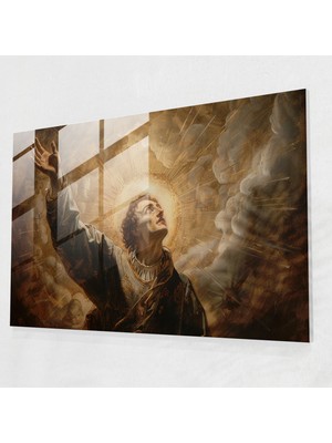 Popcas Barok Tarzı Modern Sanat Temalı Aziz Portre Temperli Cam Tablo