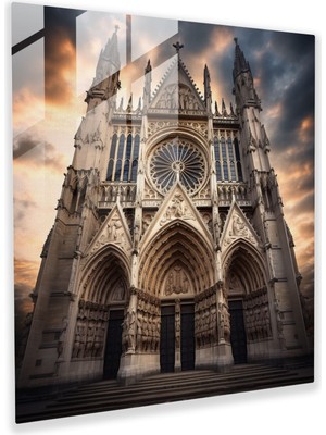Popcas Katedral Manzaralı Klasik Temperli Cam Tablo