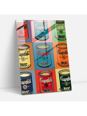 Popcas Soyut Sanat Temalı Temperli Cam Tablo - Andy Warhol Esintisi