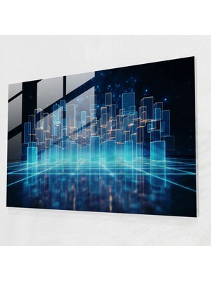 Popcas Blockchain Konseptli Modern Sanat Cam Tablo