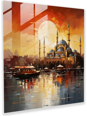 Popcas Günbatımı Silüeti Modern Dekoratif Cam Tablo