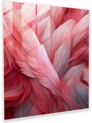 Popcas Soyut Flamingo Deseni Temalı Dekoratif Cam Tablo