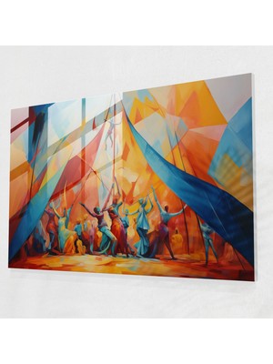 Popcas Modern Sanat ile Sirk Temalı Cam Tablo