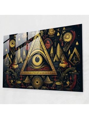Popcas Illuminati Temalı Modern Temperli Cam Tablo