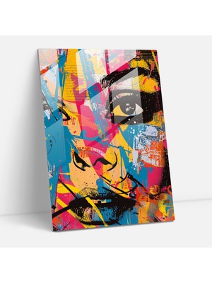 Popcas Soyut Grafiti Temalı Dekoratif Cam Tablo
