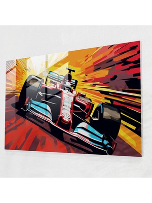 Popcas Formula 1 Temalı Modern Cam Tablo - Kaliteli Baskı ve Cesur Renklerle