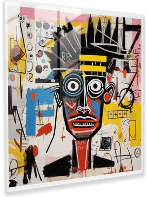 Popcas Basquiat Temalı Temperli Cam Tablo - Motifli Cam Sanatı