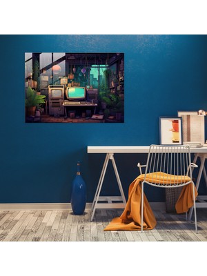 Popcas Nostaljik Manzara Temalı Dekoratif Cam Tablo