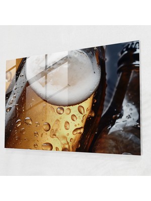 Popcas Bira Şişeleri Temalı Dekoratif Cam Tablo