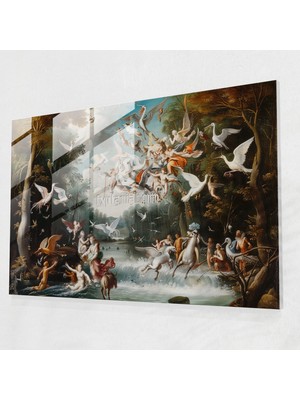 Popcas Barok Tarzı Modern Sanat Temalı Dekoratif Cam Tablo ile Ev Dekorasyonunu Yenileyin