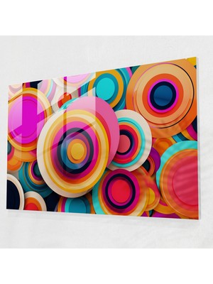 Popcas Pop Art Tarzında Konsantrik Daireler ile Hipnoz Temalı Cam Tablo