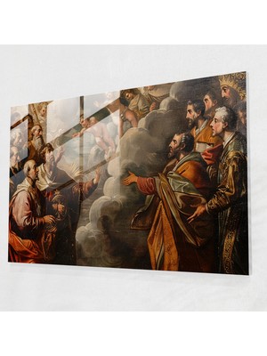 Popcas Barok Tarzı Dekoratif Cam Tablo Modern Sanat