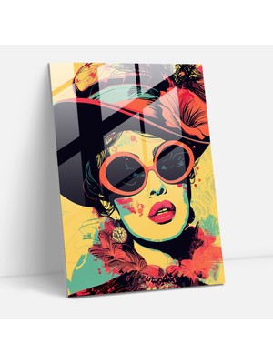 Popcas Vintage Moda Temalı Klasik Popart Temperli Cam Tablo