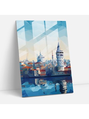 Popcas Galata Kulesi Temalı Temperli Cam Tablo
