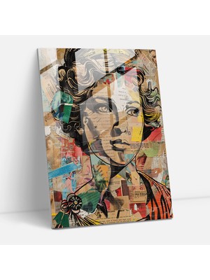 Popcas Yunan Tanrıçası Temalı Modern Cam Tablo - Klasik ve Pop Art Birleşimi