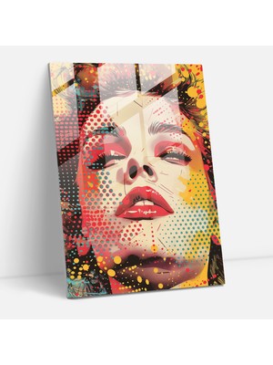 Popcas Noktalı Resim Temalı Dekoratif Cam Tablo - Klasik ve Pop Art Uyumu