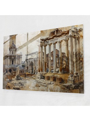 Popcas Roma Mimarisine Ait Cam Duvar Tablosu
