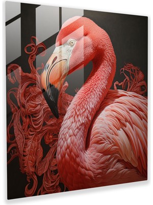 Popcas Flamingo Temalı Temperli Cam Tablo - Modern Tasarım