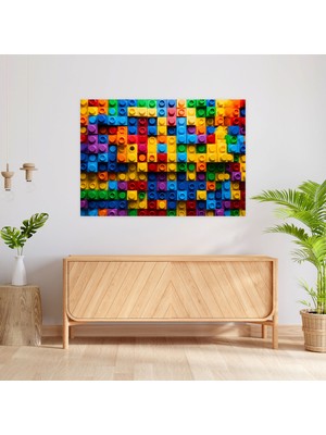 Popcas Renkli LEGO Figürleri Temalı Cam Tablosu