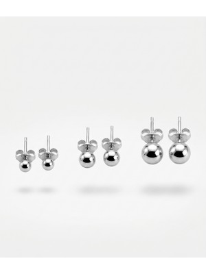 925 Ayar Gümüş 3'lü Küpe Seti (3-4-5 Mm) Avantajlı Paket - Acer Silver