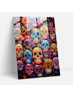 Popcas Soyut Modern Tasarım Temalı Temperli Cam Tablo - Los Muertos