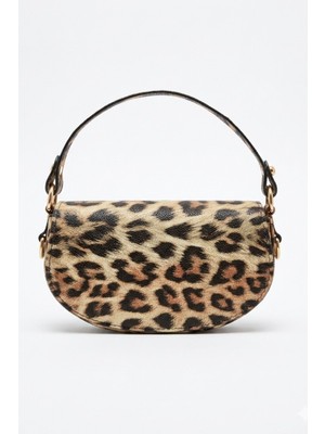 Vellamour Milano Leopar Desenli Mini Kadın El Çantası – Animal Print Trend Baguette Model