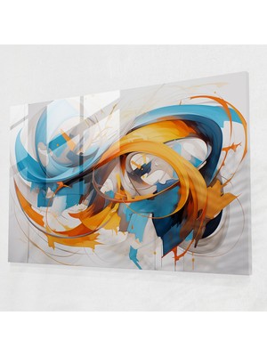 Popcas Soyut Hareket ve Enerji Temalı Modern Sanat Cam Tablosu - Graffiti Estetiğiyle Tasarım