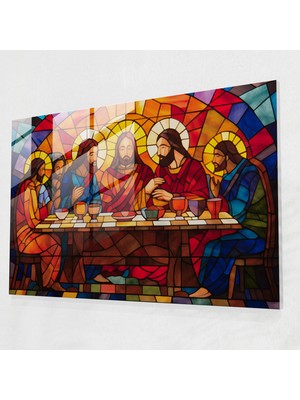 Popcas Soyut Vitray Mozaik Cam Tablo Son Akşam Yemeği