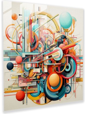 Popcas Soyut Geometrik Desenli Temperli Cam Tablo - Modern Sanat Unsuru, Duvara Asılabilir