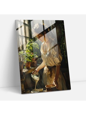 Popcas Vermeer Temalı Cam Tablo Sanatı - Duvar Için Dekorasyon