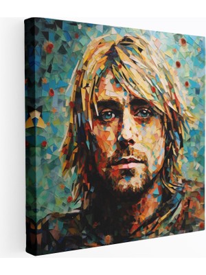 Popcas Mozaik Tarzı Cam Tablo - Kurt Cobain Temalı Duvar Sanatı