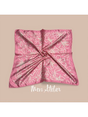 Mevi Atelier Pembe Renkli Desenli Fular 50 x 50