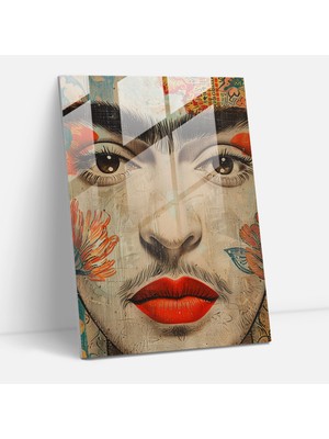 Popcas Meksika Esintili Cam Tablo - Frida Kahlo Tarzında Duvar Dekoru