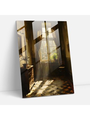 Popcas Johannes Vermeer Temalı Dekoratif Cam Tablo