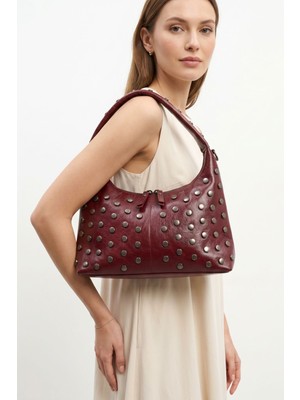 Rays Bordo Zımba Detay Oval Çanta 9232